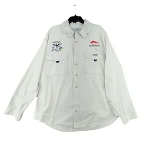 Vintage AFTCO Tech Vented Long Sleeve Fishing Shirt Light Beige XL Pockets